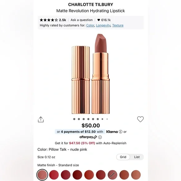 [MAKEUP] Charlotte Tilbury Matte Revolution Lipstick Pillow Talk Nude Pink - Picture 7 of 8